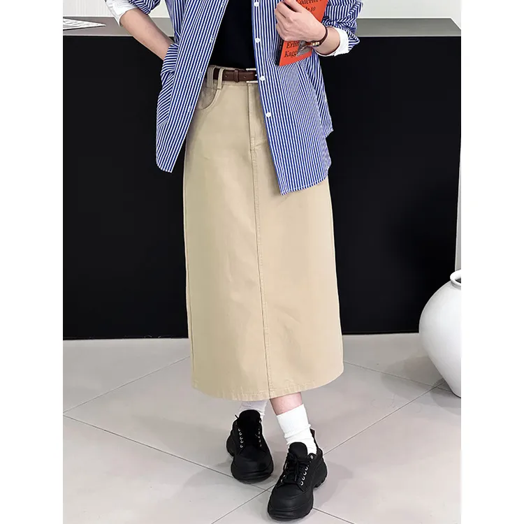 2025早春韩系高腰复古牛仔半裙女款直筒a字半身裙99053