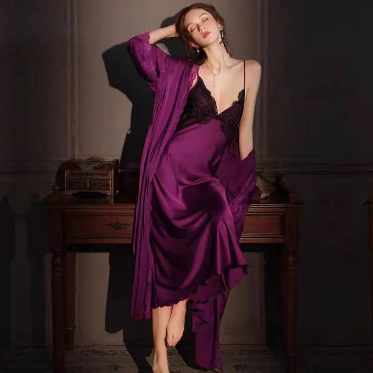 套装居家服（-300）编号月光丝雪花绒蕾丝长袖纯欲长袖家居服套装