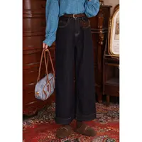 陈大器【雾海孤航】港风复古加绒加厚女高腰百搭牛仔裤子JC1989656