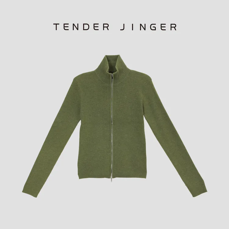 Tender Jinger【不费力穿搭】修身双拉链羊毛针织开衫T53KJJ41291