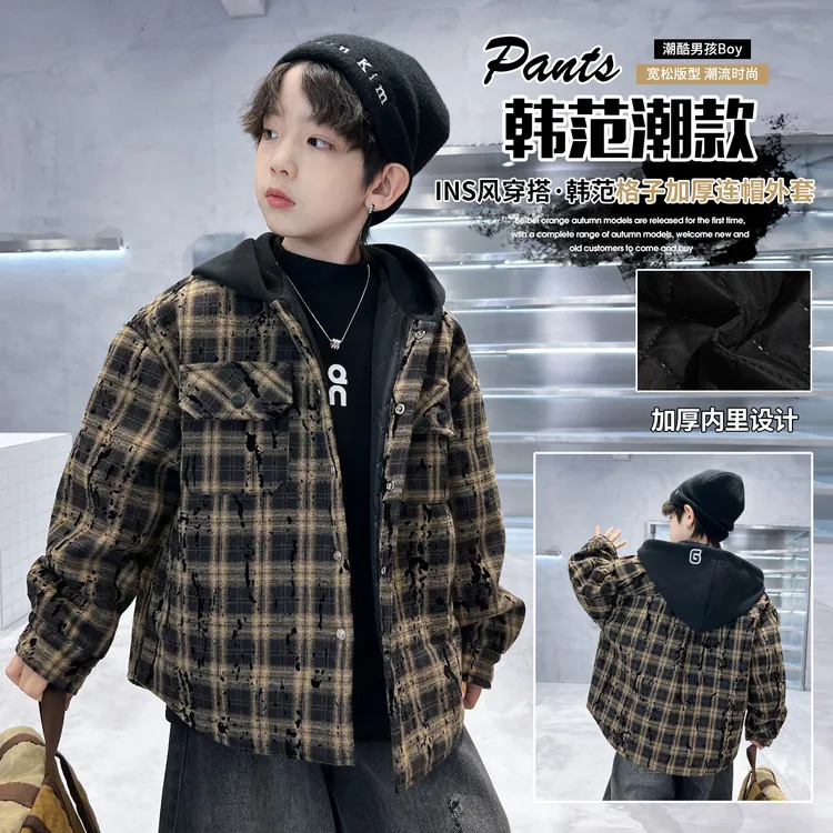 男童棉衣2025新款冬装夹棉外套加厚中大童儿童冬季棉服洋气帅气保