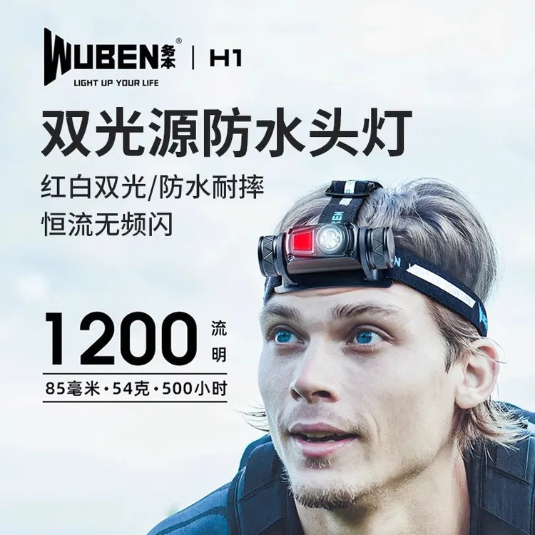 强光头灯充电头戴式户外超亮钓鱼专用夜钓超轻小号超长续航务本H1