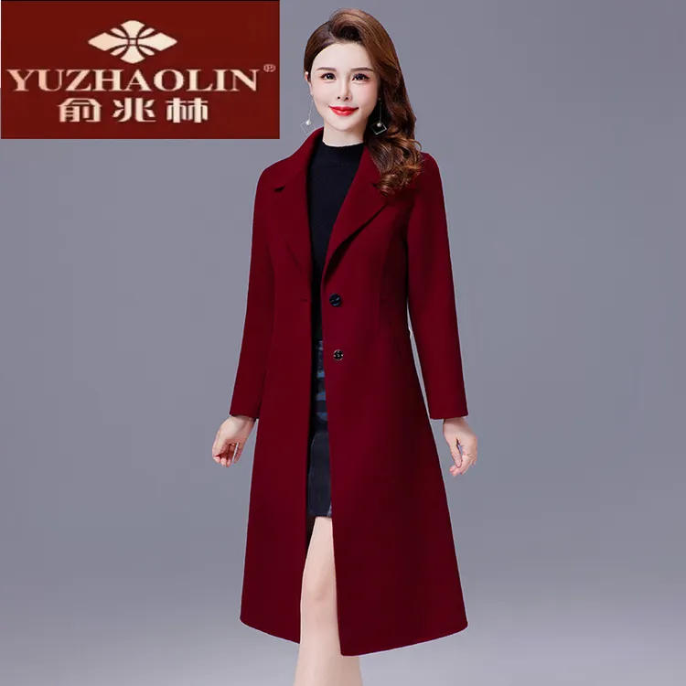 秋季新款双面羊毛大衣女中长款气质修身显瘦双面呢大衣羊毛呢外套