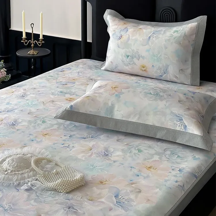 A类高端冰丝凉席三件套夏季印花空调席子1.8米床冰丝席可水洗机洗