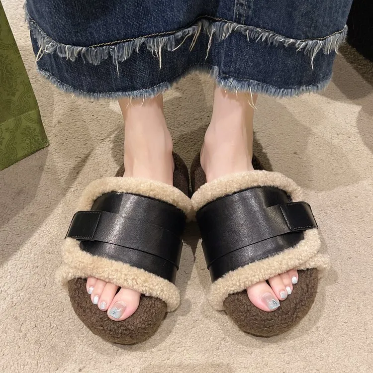 小众毛毛拖鞋女2025新款秋冬厚底绒茸茸勃肯拖鞋外穿棉鞋子