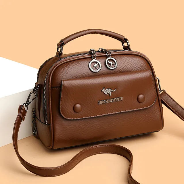 真皮女士手提妈妈包2025新款休闲百搭单肩斜挎包大容量多层小包包