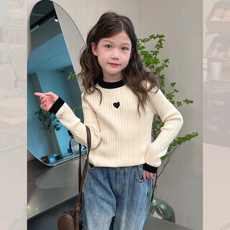女童洋气打底毛衣儿童修身针织衫大童装长袖上衣女孩2025秋冬新款