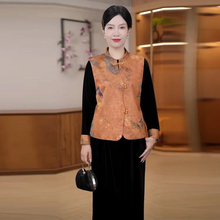 中老年女装秋季新款新中式国风马甲三件套妈妈装气质减龄时尚套装