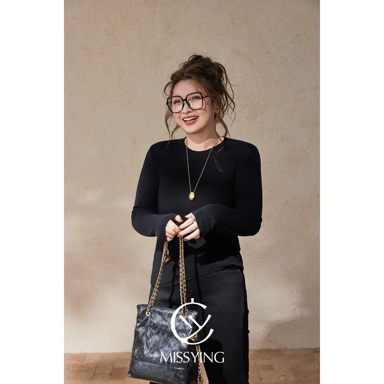 应小姐黑标【舒适派】微胖大码可机洗100羊毛冬季百搭圆领打底衫