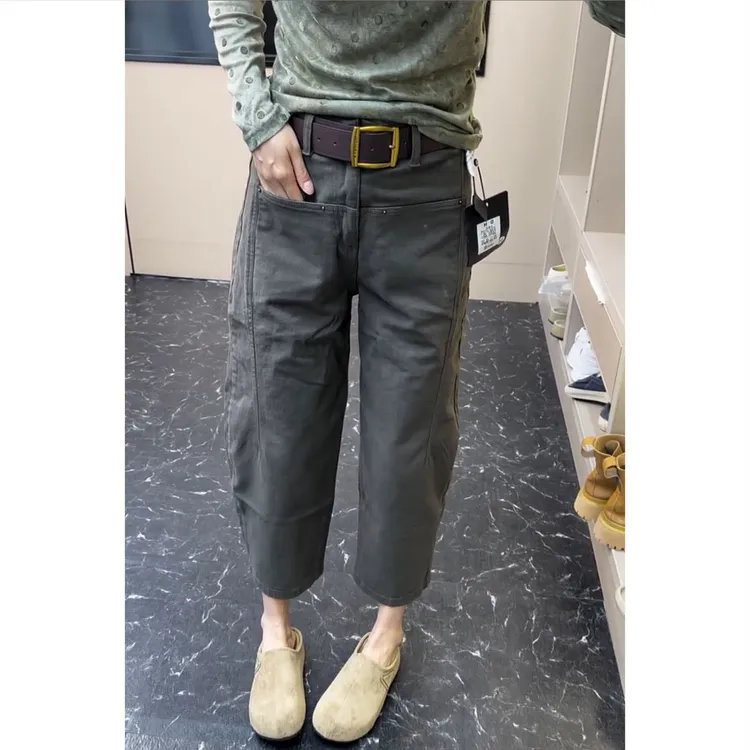 艾塔莉早秋新款哈伦裤牛仔裤秋季百搭直筒裤老爹裤八分裤工装裤女