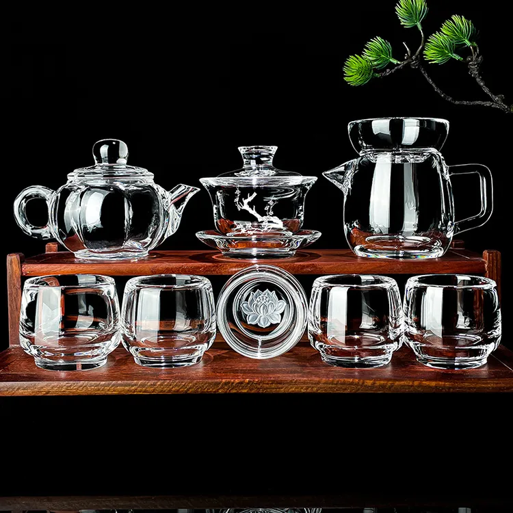 原矿水晶杯茶具茶壶茶碗礼盒水杯茶杯送礼茶器茶室高端杯子送礼