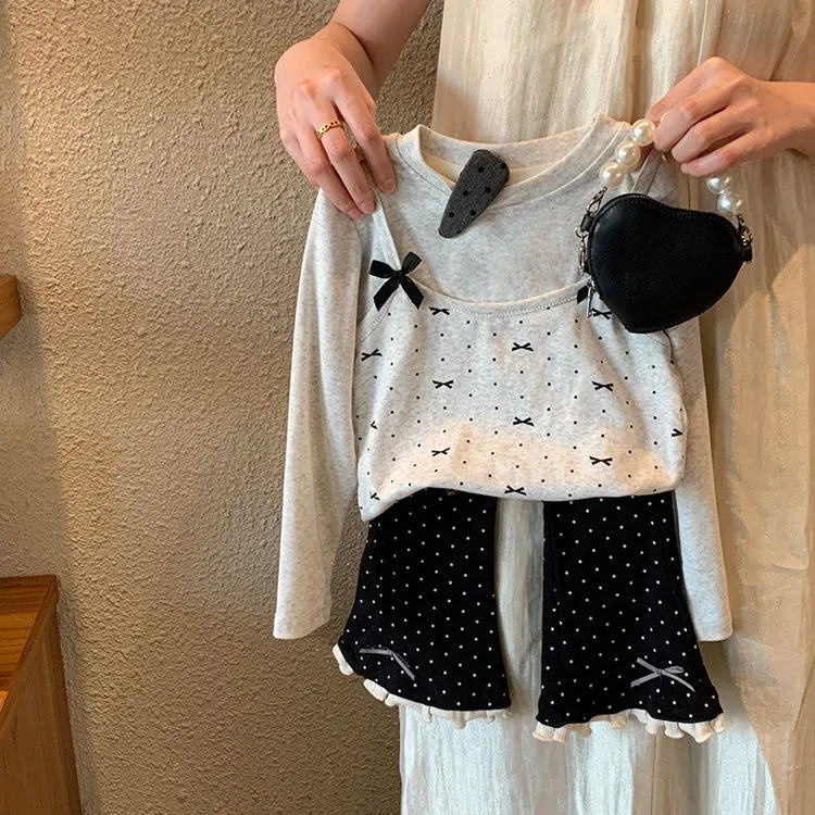 女童春装2025新款小童长袖上衣喇叭裤女宝宝洋气时髦套装休闲衣服