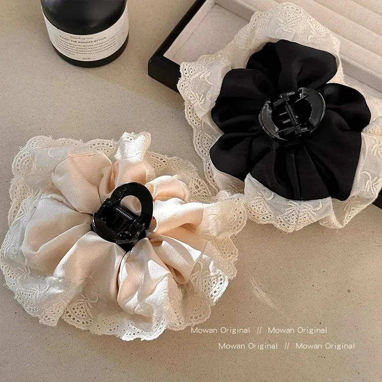 法式蕾丝花朵抓夹女高级感2025新款发夹鲨鱼夹高级感发卡夹子头饰