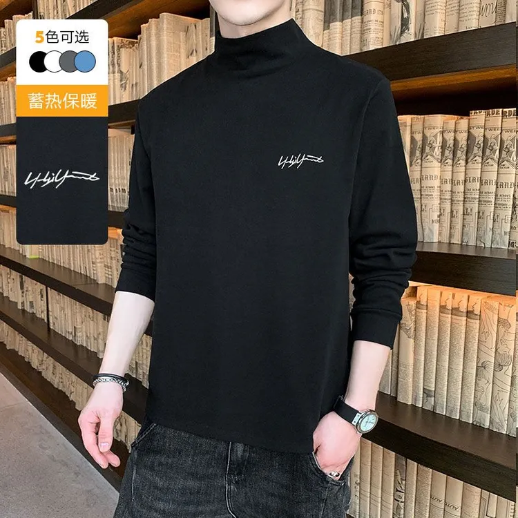 德绒卫衣-2025秋冬德绒卫衣男印花休闲ins风半高领宽松潮牌百搭男