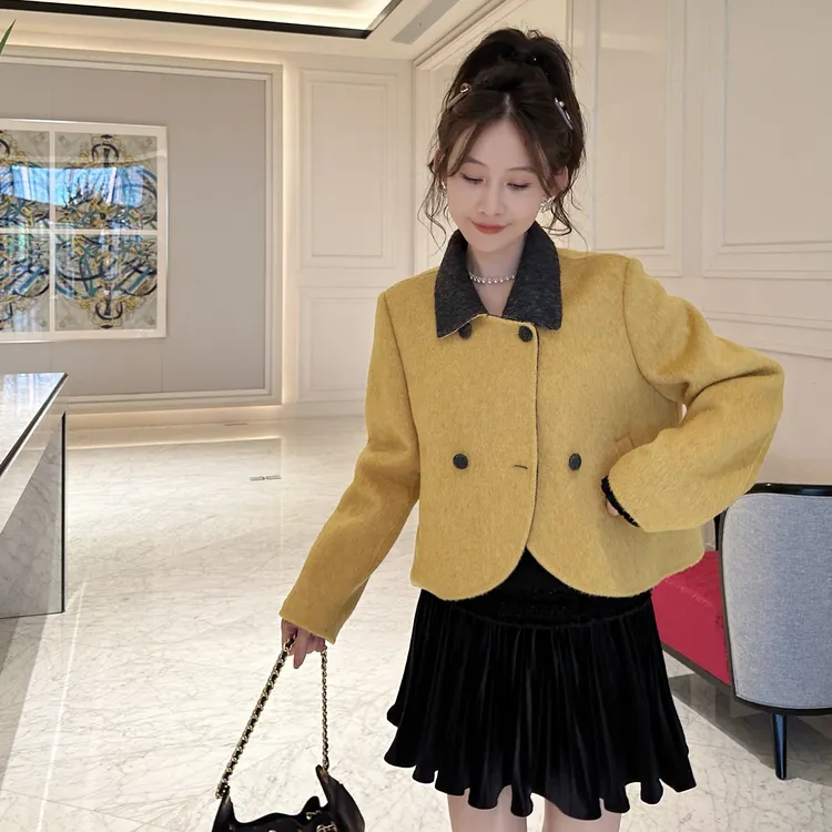 ZYY【秋日私语】2025S/S新品双拼双面大衣羊毛外套女X25QMNWT04271