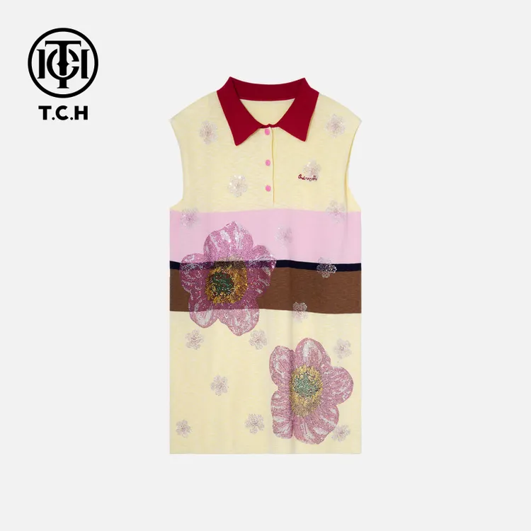 TCH私服烫钻工艺新时尚淑女百搭潮流连衣裙女T75B30E5155轻奢tch