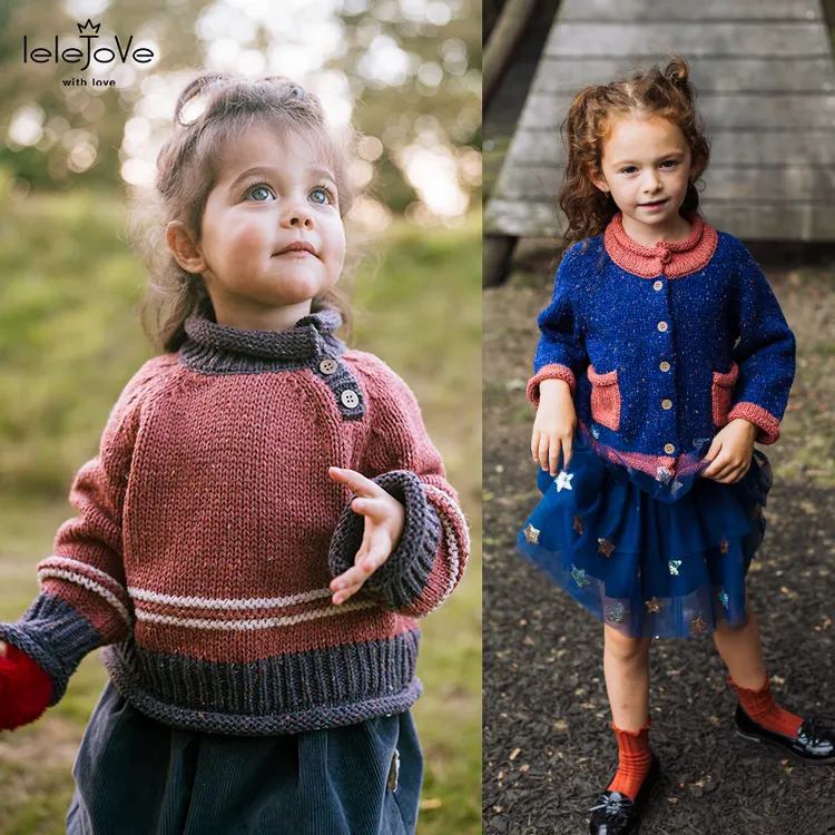 lelejove25年秋冬绵羊毛撞色拼接套头针织衫5AW3A220