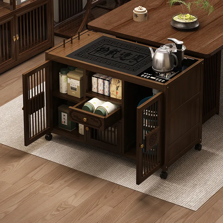 移动茶桌子茶几家用客厅新款带轮小茶台楠竹沙发边几阳台茶水柜子