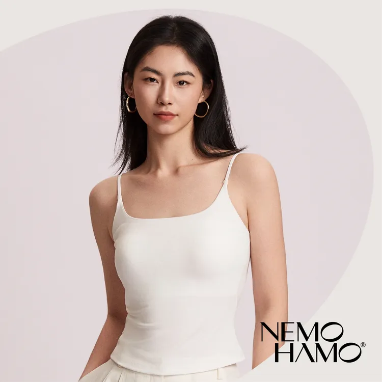 nemohamo春夏螺纹莱赛尔二合一文胸 细带背心