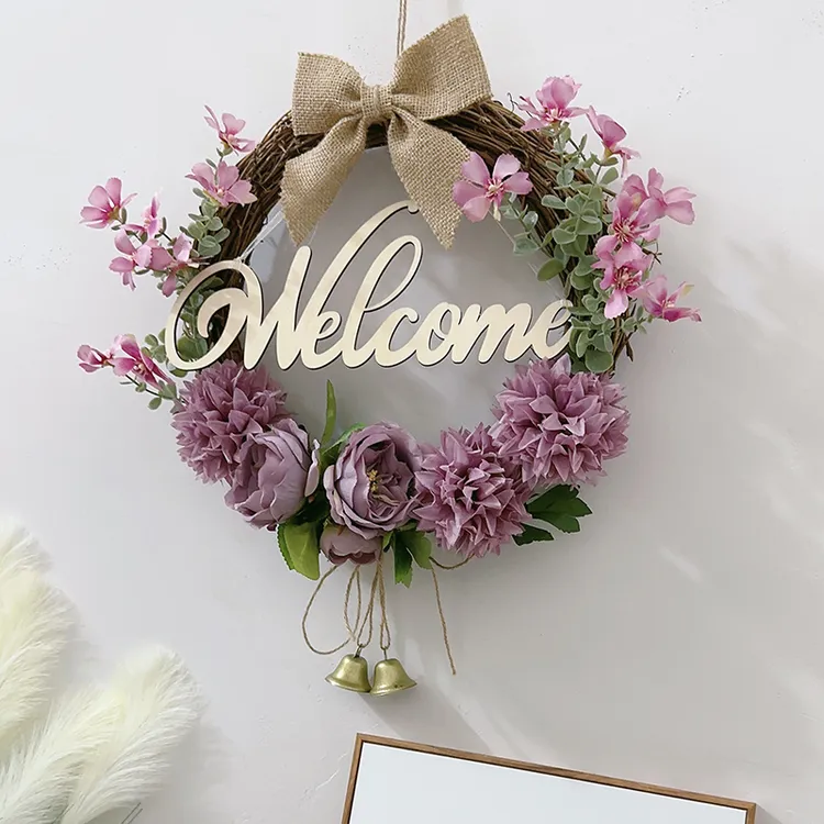 入户门上韩式装饰花环挂件卧室服装店门口墙壁欢迎光临蝴蝶挂饰