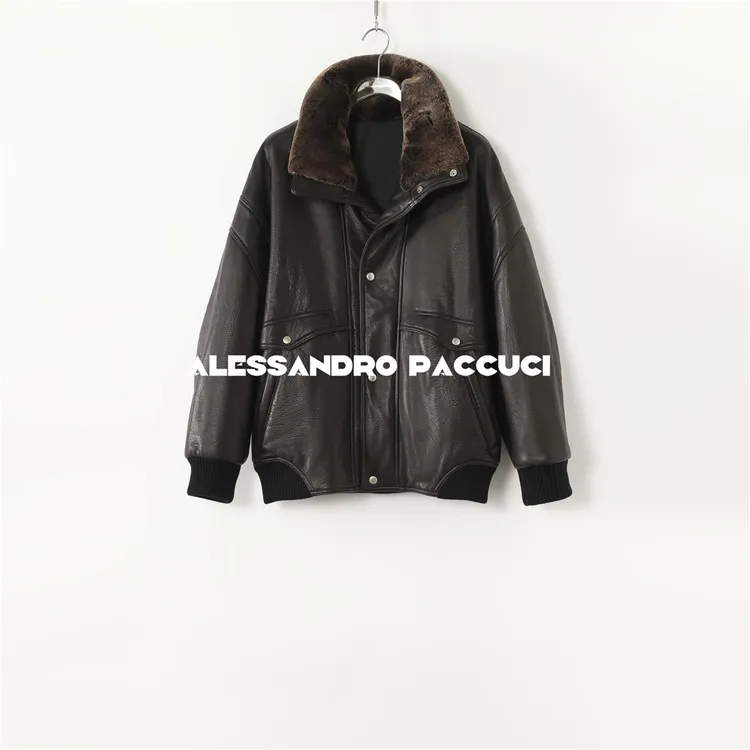 AP洛哥54021PY【黑标/限量】土耳其进口羊皮可拆毛领宽松大版型外套