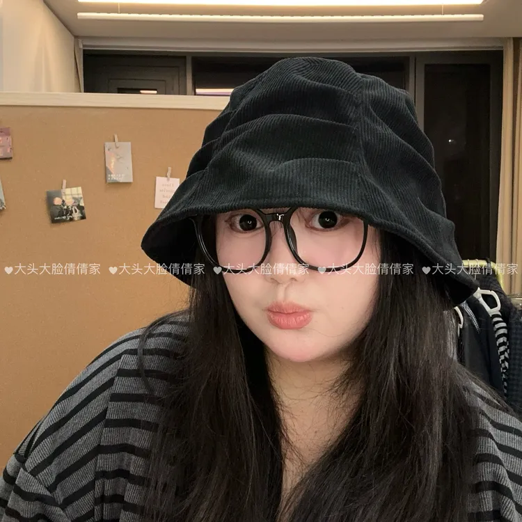 褶皱感大头围57-65cm渔夫帽女显脸小百搭韩系氛围感秋冬水桶帽