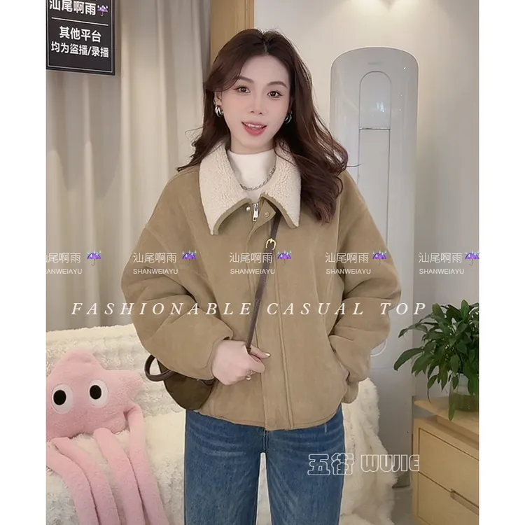 独特超好看冬仿羊羔毛外套女2026新款爆款今年流行的加绒加厚上衣