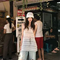 婉君 春款法式镂空网格小众设计感无袖吊带针织裙LWJ25A1T444