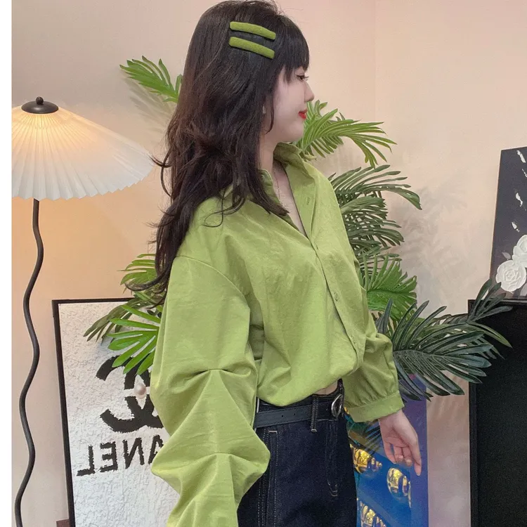 李甜甜2025秋季简约设计感下摆抽绳褶皱长袖衬衫女小个子衬衣上衣
