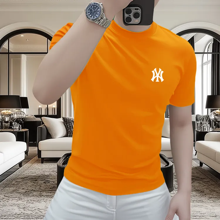 2025夏季新款美式潮牌男士纯棉短袖t恤休闲百搭简约圆领半袖T恤男