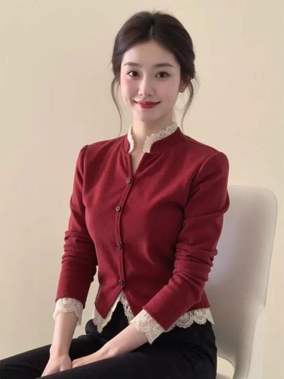 圣诞穿搭红色女2025新款冬季高级感慵懒可外穿内搭打底衫上衣