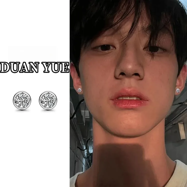 铜合金锆石耳饰 耳钉男潮高级感轻奢小众设计气质痞帅男生耳饰