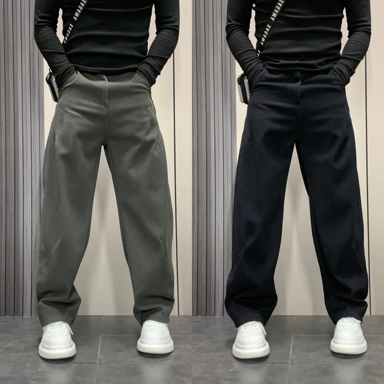 青年宽松直筒加绒休闲裤2025男款秋冬潮牌运动卫裤百搭痞帅直筒裤