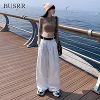 Busrr美式复古宽松阔腿裤2025新款垂感透气百搭阔腿休闲裤女