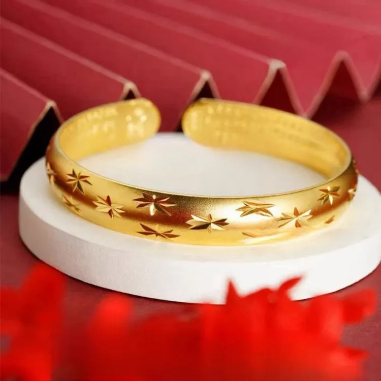 合金手镯 满天星心经开口手镯饰品轻奢气质可调节镯子