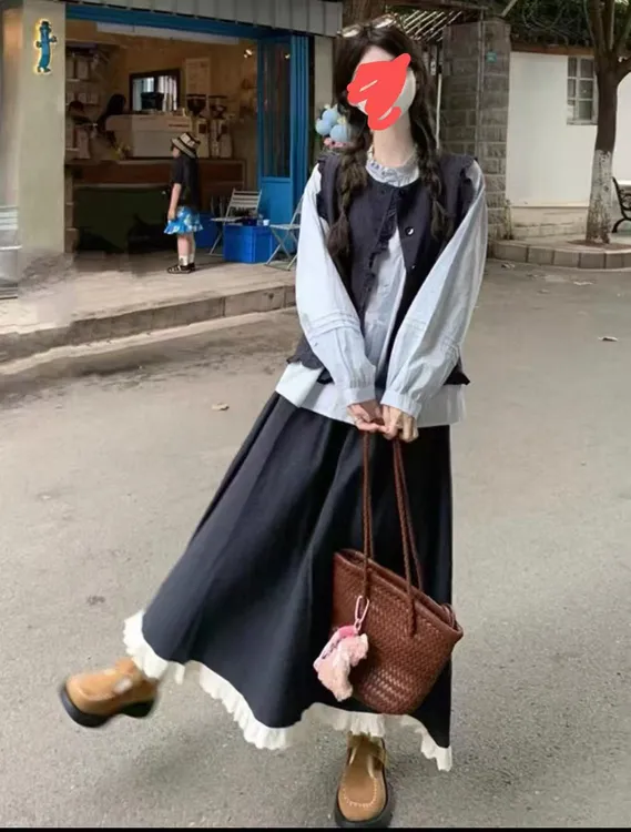 大码文艺复古森系三件套88122