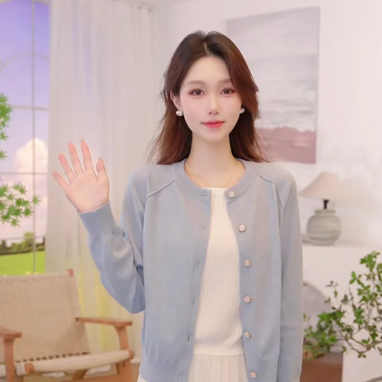 【莫瑞系穿搭】茵曼25秋季小香风纯色针织开衫外套简约百搭休闲毛衣