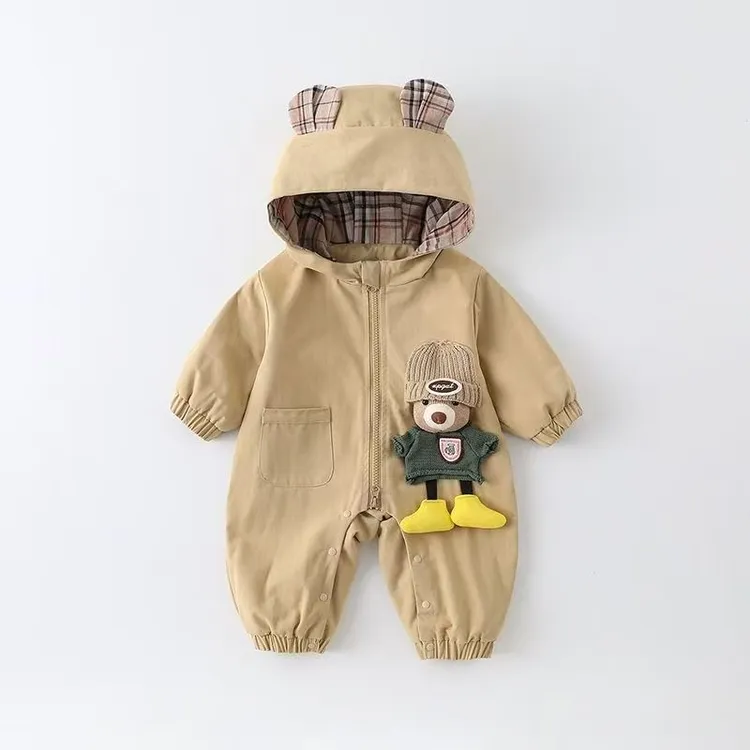 春秋婴幼儿外套宝宝可爱衣服外出服哈衣爬服新生儿连体衣冲锋衣
