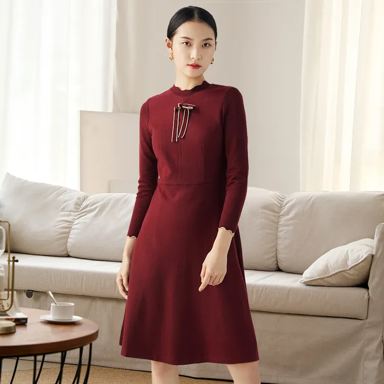 Gowani/乔万尼商场秋装新款气质绵羊毛连衣裙优雅EN4E702