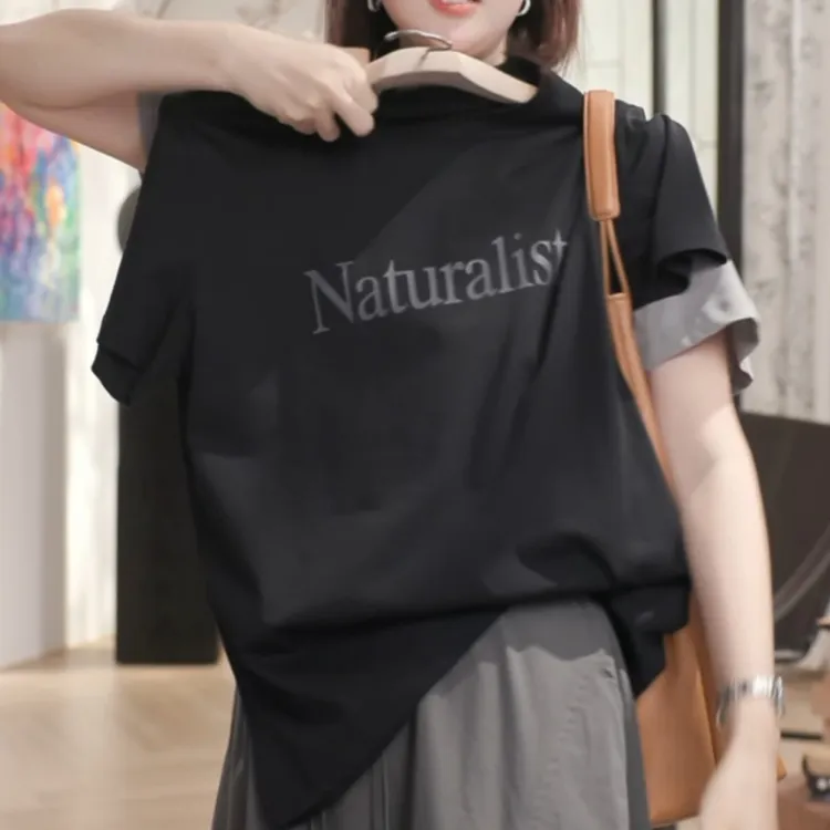 【盛夏物语】韩系极简个性百搭休闲字母印花圆领T恤女LK2502611