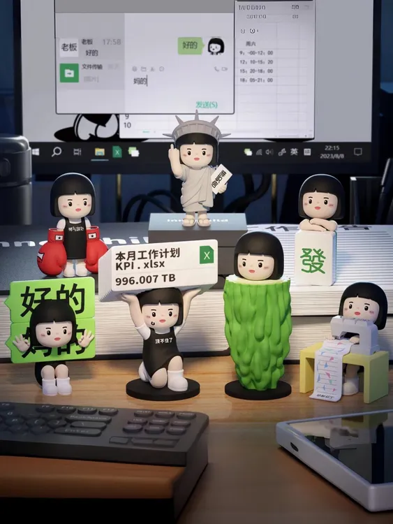 正品内心小孩职场状态图鉴系列盲盒打工女生工作手办桌面摆件礼物