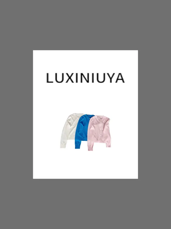 【LUXINIUYA】早春私服 新款100羊毛针织简约温柔字母开衫#CX2610