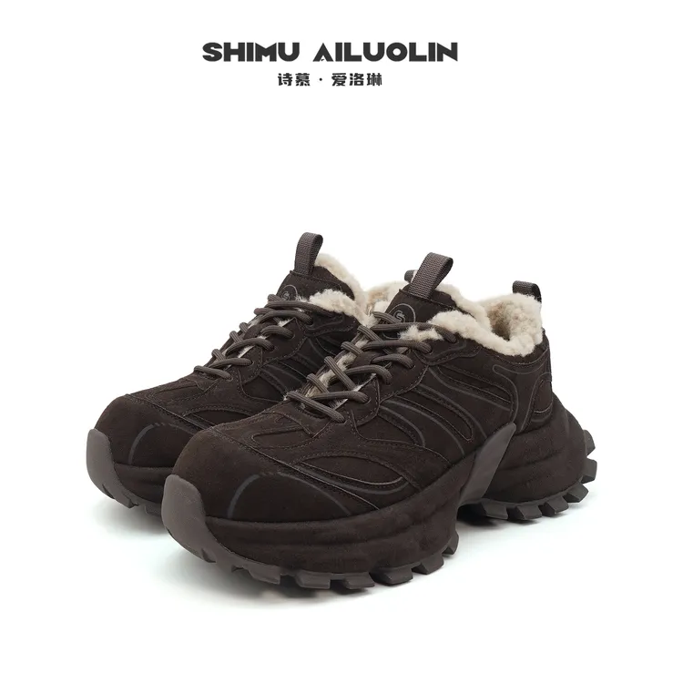 诗慕·爱洛琳 【晚风轮廓】防滑休闲透气厚底复古百搭秋冬加绒老爹鞋