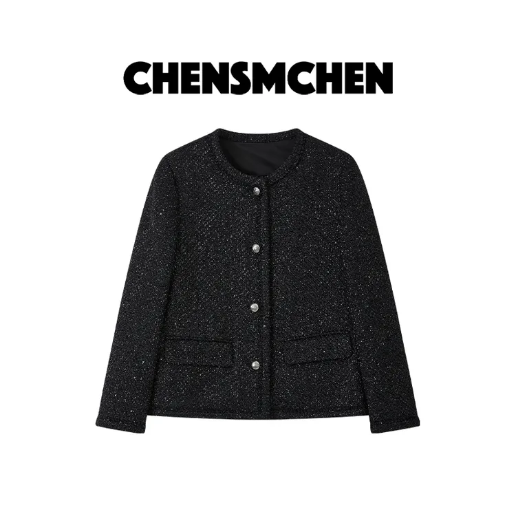 CHENSMCHEN 暗夜星河亮闪羊毛小香风外套女精致优雅上衣CSW7436WY