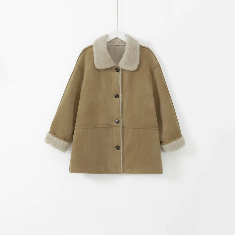 几里与麻 麂皮绒加厚保暖皮毛一体棉服 衣长70胸围120 2100457