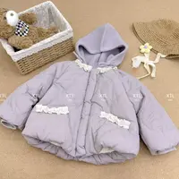 【XTL】2025新深秋香芋紫线条刺绣蕾丝边毛线帽加绒棉服25827