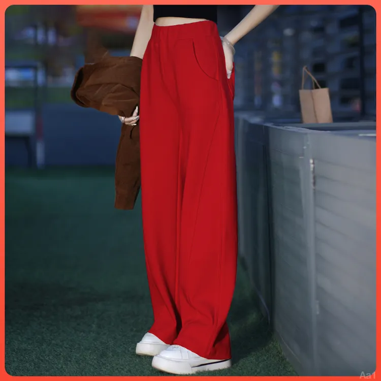 名缕女装时尚高级感阔腿裤2025新款秋冬季宽松显瘦直筒百搭休闲裤
