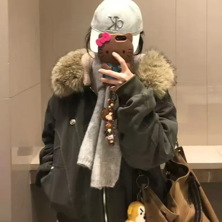 爆款棉服女2025冬季新款棉袄加绒派克服厚外套宽松保暖棉衣韩版潮