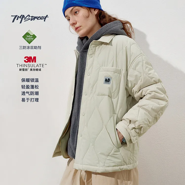 714street3M新雪丽暖绒高蓬菱格棉服2025冬新款衬衫外套男521749