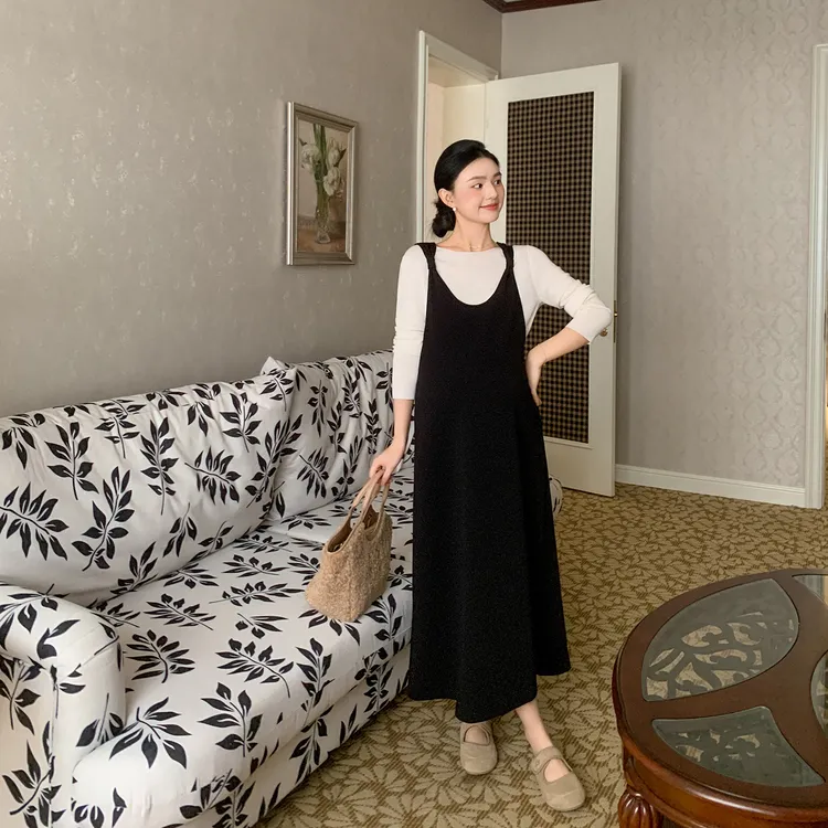 ZMA孕妇装【纯色背心裙】春秋孕妈针织衫内搭设计感长裙连衣裙